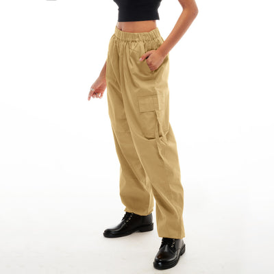 Unisex Khaki Cargo Parachute Pants