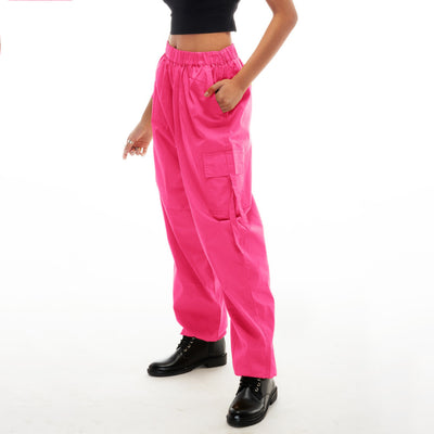 Unisex Pink Cargo Parachute Pants