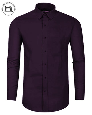 Plain Cotton Blend Shirt for Man (Purple)