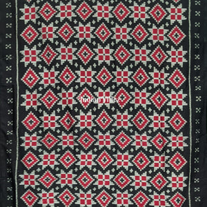Black Red Pasapali Odisha Ikat Contemporary Silk Saree with Animal Anchal