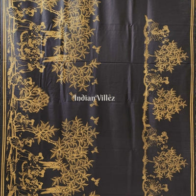 Black Single Line Pattachitra Saree