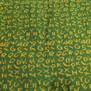 Mehndi Green English Alphabet Sambalpuri Cotton Fabric