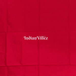 Orange Red Parrot theme Pochampally Ikat Silk Saree