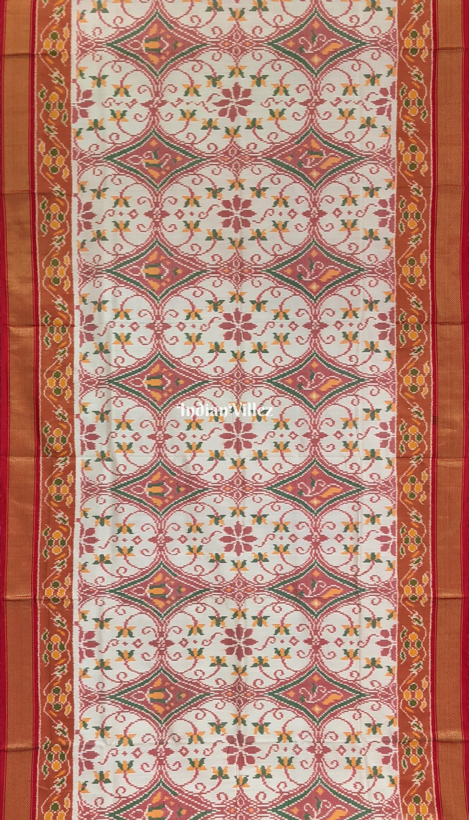 Multicoloured Design Pochampally Ikat Silk Saree with Elephant Anchal