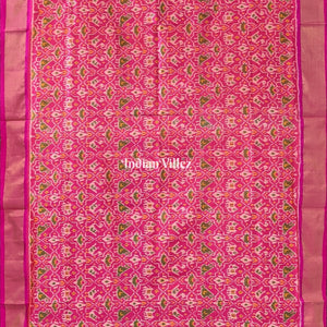 Pink Dual tone Pochampally Ikat Silk Saree