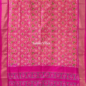 Pink Dual tone Pochampally Ikat Silk Saree