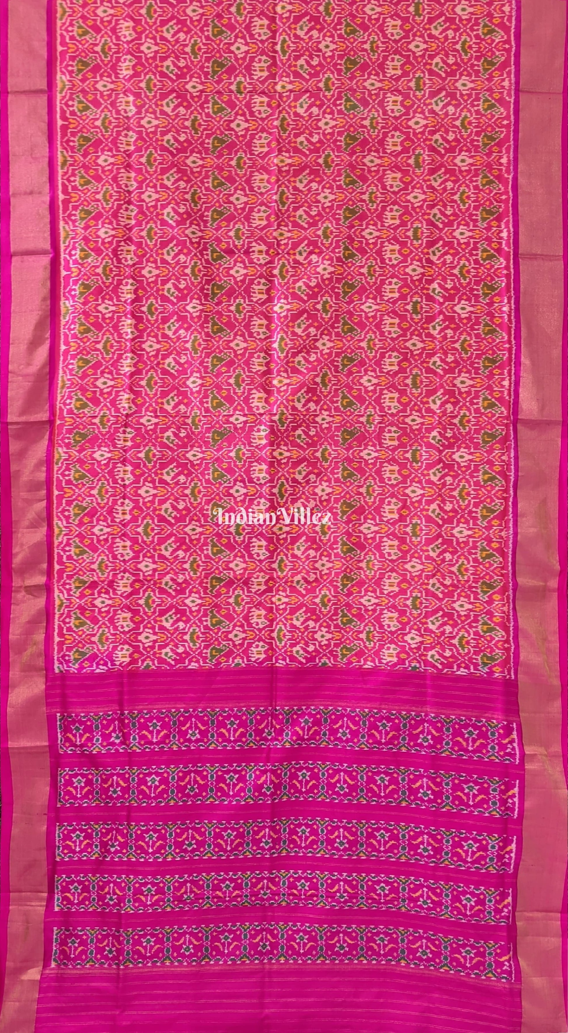 Pink Dual tone Pochampally Ikat Silk Saree