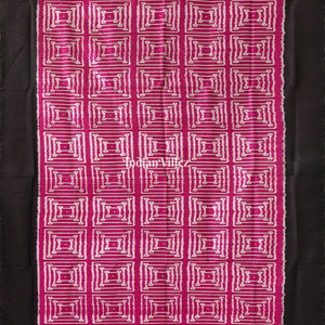 Dark Pink with Black Border Pochampally Ikat Silk Saree