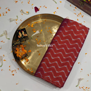 Deep Orange Pochampally Ikat Silk Saree