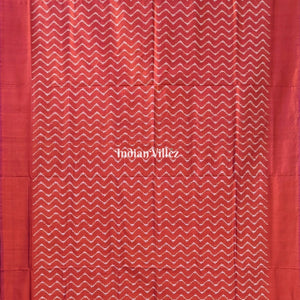 Deep Orange Pochampally Ikat Silk Saree