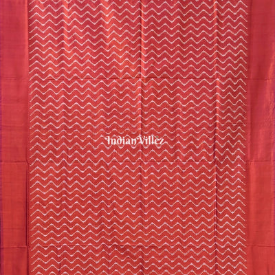 Deep Orange Pochampally Ikat Silk Saree