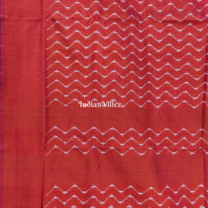 Deep Orange Pochampally Ikat Silk Saree