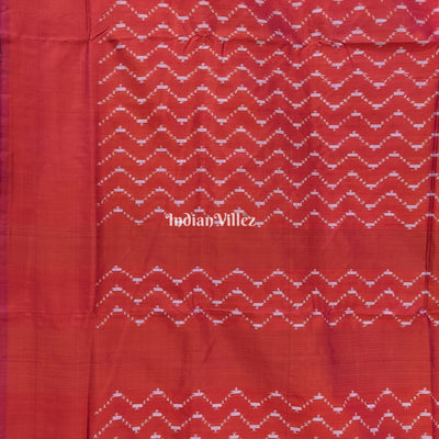 Deep Orange Pochampally Ikat Silk Saree