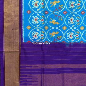 Sky Blue With Elephant Theam Pochampally Ikat Silk Saree