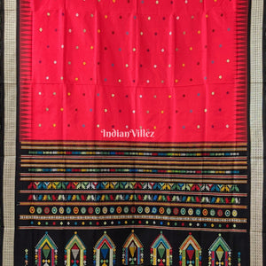 Red Black Dolabedi Sambalpuri Bomkai Silk Saree