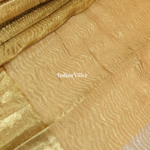 Golden Zari Woven Banarasi Tissue Saree