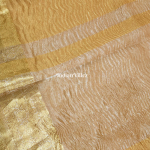 Golden Zari Woven Banarasi Tissue Saree