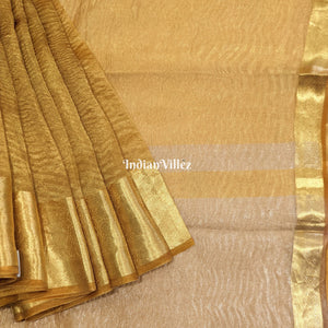 Golden Zari Woven Banarasi Tissue Saree