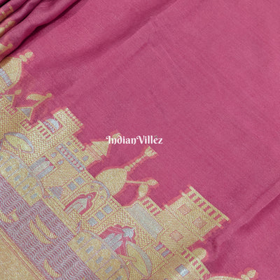 Dark Pink Zari Woven Banarasi Tissue Saree