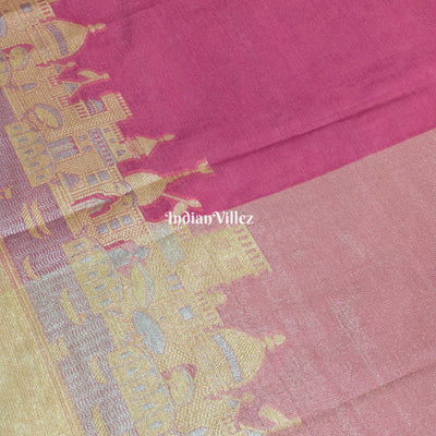 Dark Pink Zari Woven Banarasi Tissue Saree