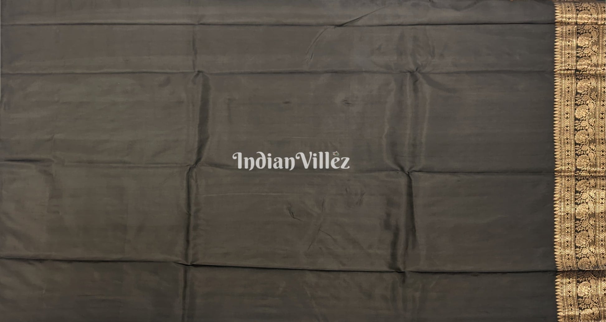 Black Banarasi Katan Saree with Golden Sunflower Design