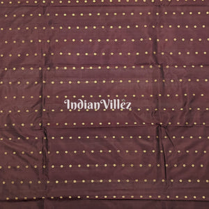 Wine Banarasi Katan Saree with Golden Flower Motif