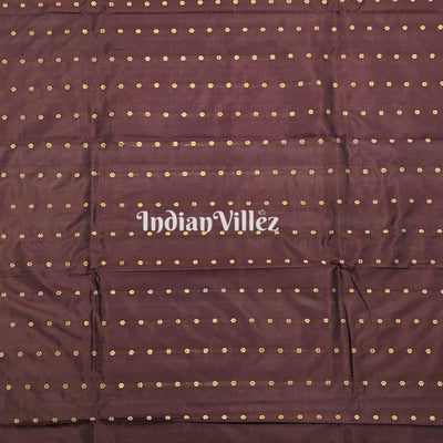 Wine Banarasi Katan Saree with Golden Flower Motif