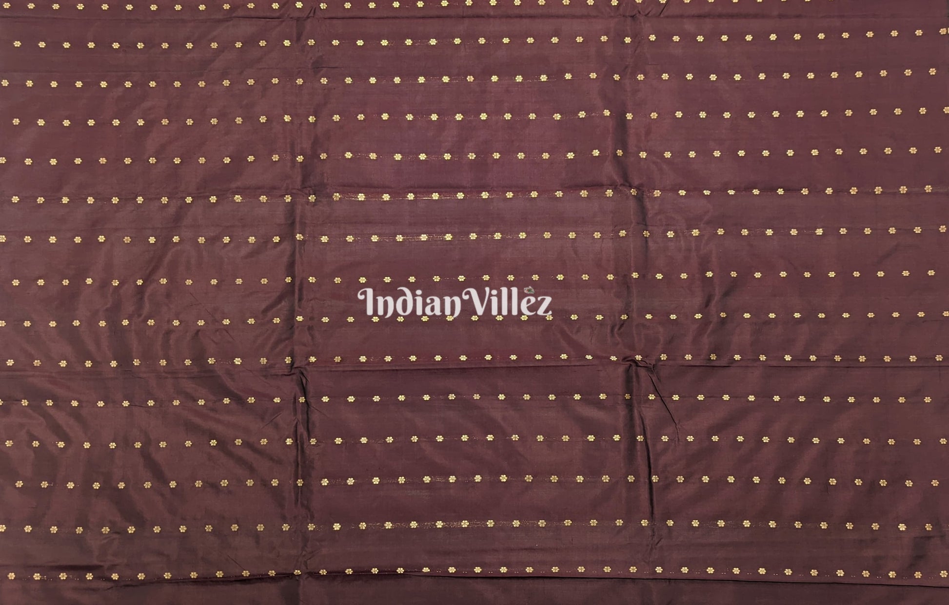 Wine Banarasi Katan Saree with Golden Flower Motif