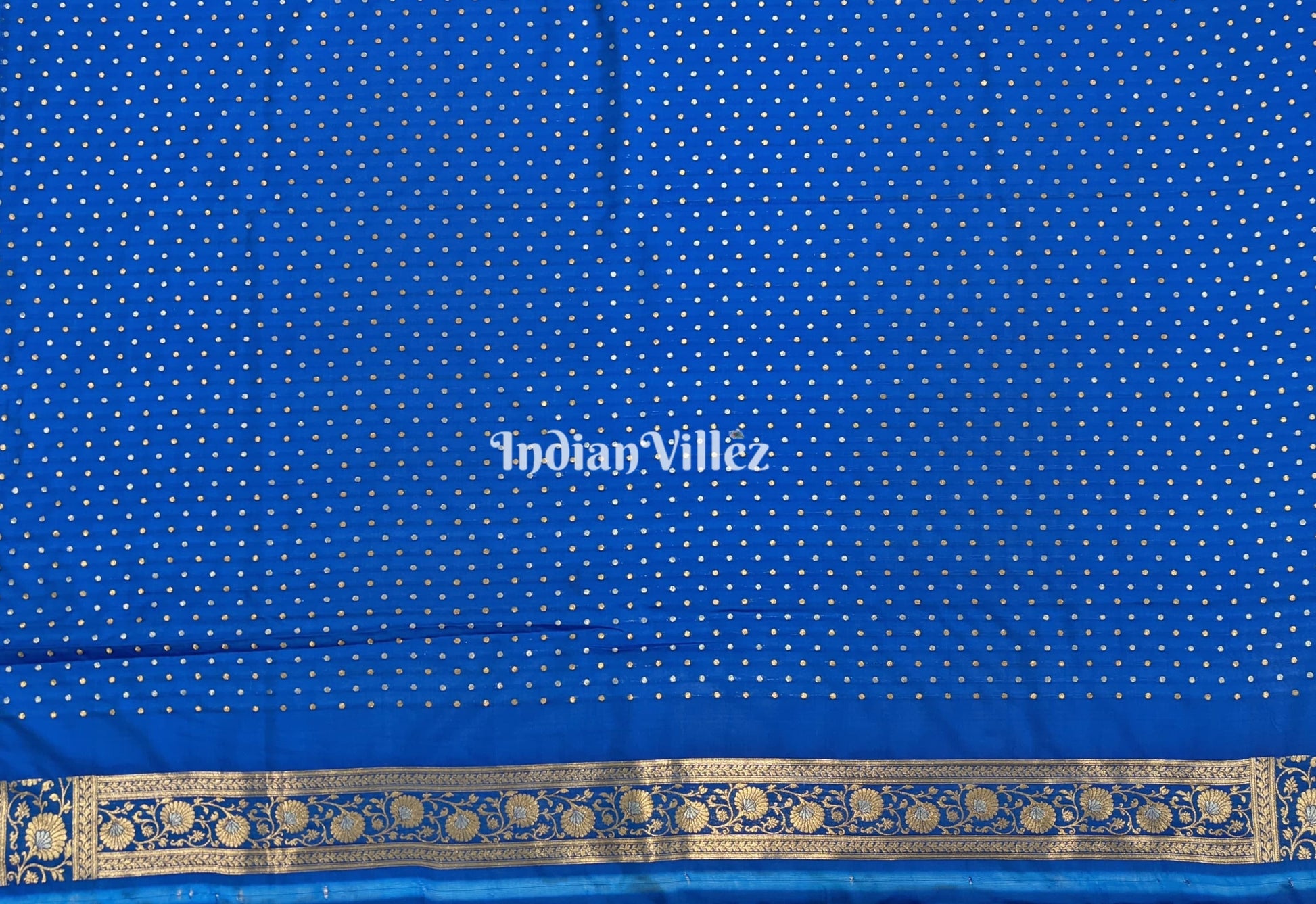 Blue Banarasi Katan Saree with Buta Design Work