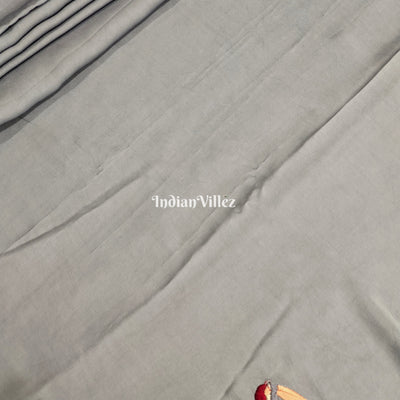 Navy Blue Ombre Hand Embroidered Crepe Silk Saree