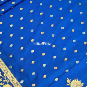 Blue Banarasi Katan Saree with Buta Design Work