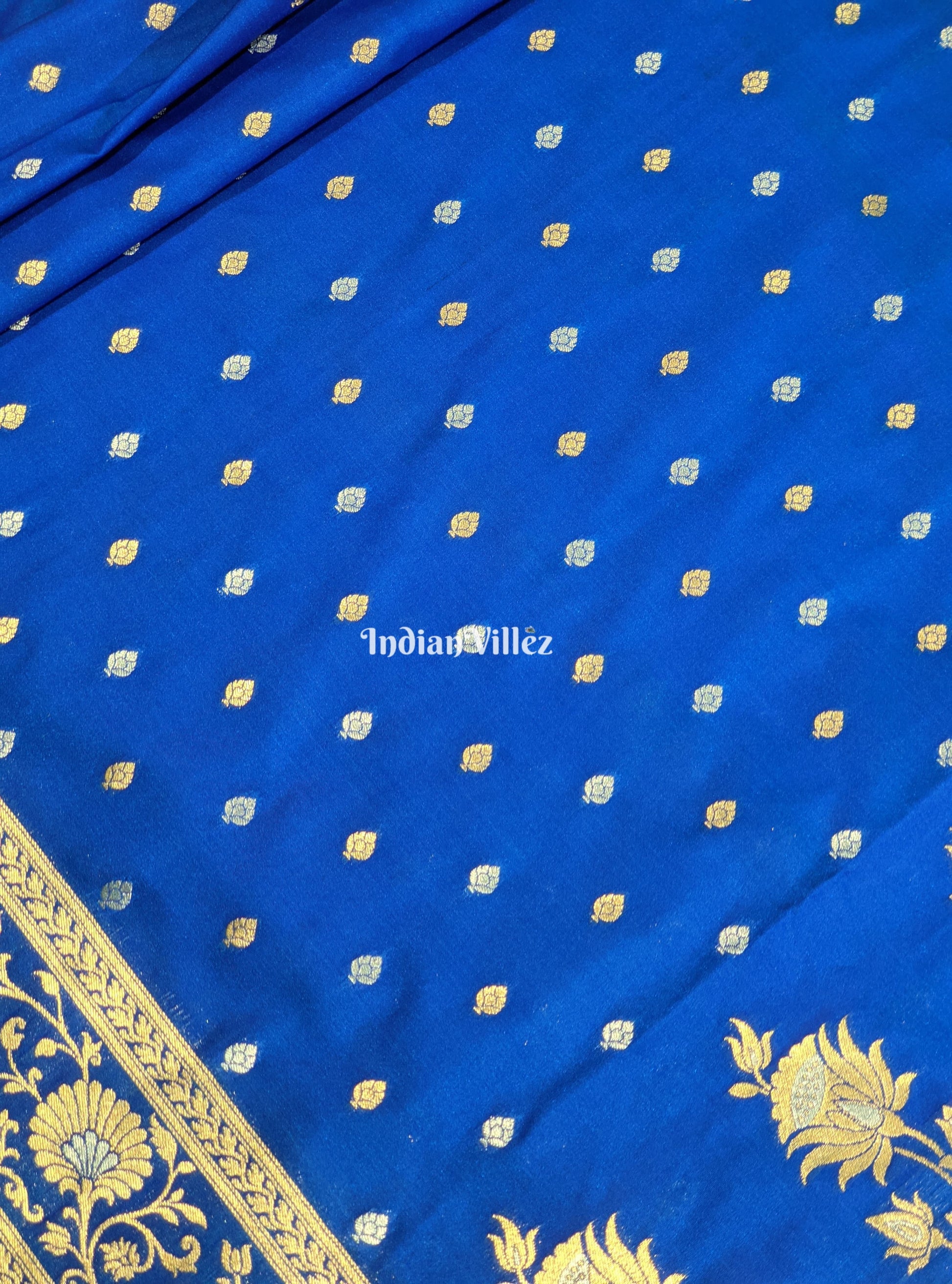 Blue Banarasi Katan Saree with Buta Design Work