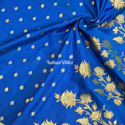 Blue Banarasi Katan Saree with Buta Design Work