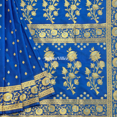 Blue Banarasi Katan Saree with Buta Design Work