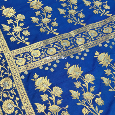 Blue Banarasi Katan Saree with Buta Design Work