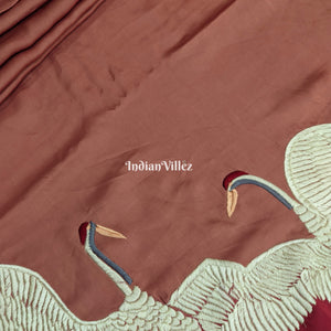 Wine Ombre Hand Embroidered Crepe Silk Saree