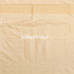 Off white Banarasi Katan Saree with Golden Design Motif