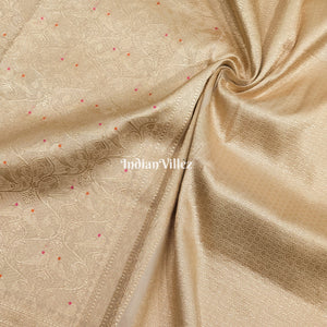 Off white Banarasi Katan Saree with Golden Design Motif