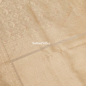Off white Banarasi Katan Saree with Golden Design Motif