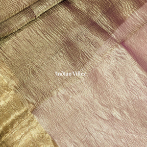 Wine Golden Zari Woven  Banarasi Tissue Saree