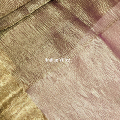 Wine Golden Zari Woven  Banarasi Tissue Saree