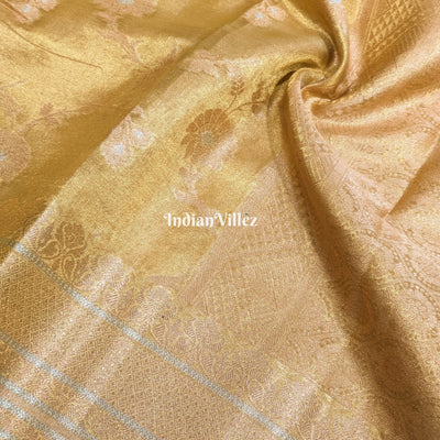 Lemon Golden Dual Tone Zari Woven  Banarasi Tissue Saree