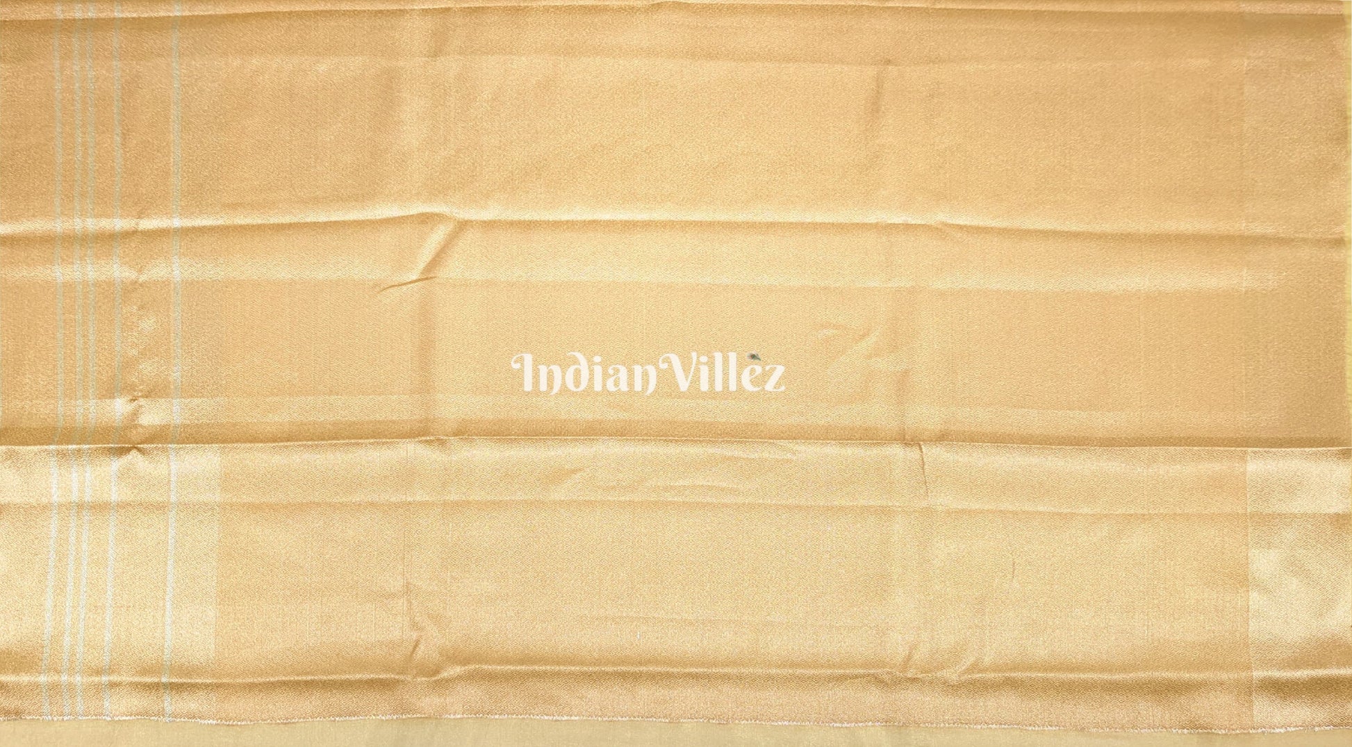 Lemon Golden Dual Tone Zari Woven  Banarasi Tissue Saree