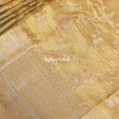 Lemon Golden Dual Tone Zari Woven  Banarasi Tissue Saree