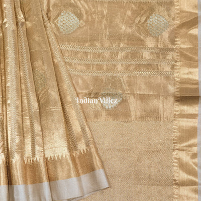 Antique Golden Zari Woven  Banarasi Tissue Saree
