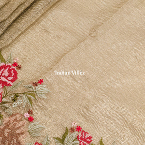 Green Dual Tone Zari Woven  Banarasi Tissue Saree