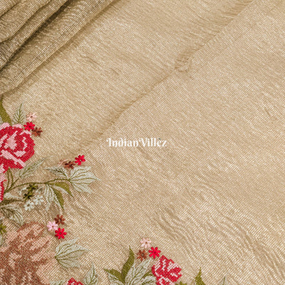 Green Dual Tone Zari Woven  Banarasi Tissue Saree