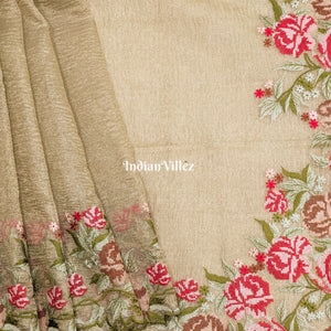 Green Dual Tone Zari Woven  Banarasi Tissue Saree