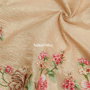 Orange Dual Tone Zari Woven  Banarasi Tissue Saree