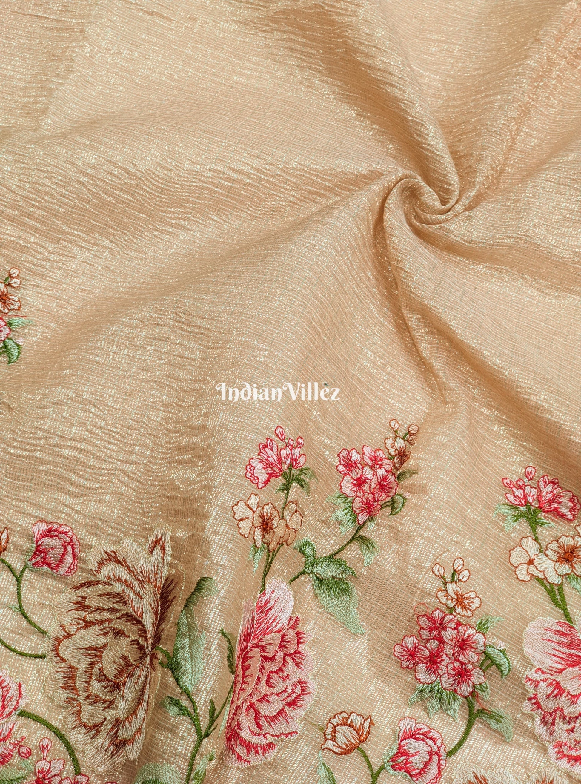 Orange Dual Tone Zari Woven  Banarasi Tissue Saree